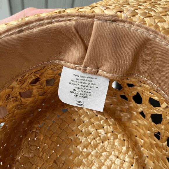 Vintage Woven Straw Hat Small USA Made Red Band Western Boho Summer CHCO WPL - Picture 7 of 10